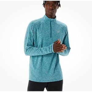 Asics Men's Large Train Sana 1/4 Zip Velvet Pine Heather Teal Training Sportwear